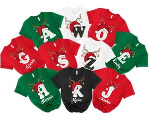 Family Christmas Name Shirt, Monogrammed Family Matching Christmas Shirts, Custom Christmas Shirt with Name, Personalized Christmas Family T-Shirt, Cute Ugly Christmas Shirts for Men Women Kids Multi