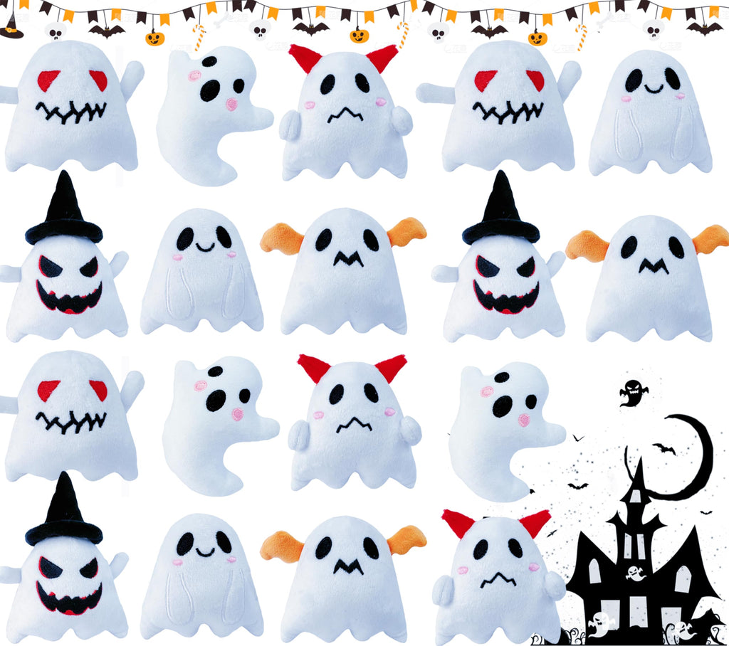 18Pcs Halloween Plush Toys,Cute Ghost Plush,Halloween Stuffed Animals,Party Favors Treat Bag Stuffers for Kids (White Ghost)