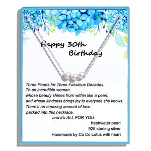 30th Birthday Gifts for Her, Simple White Pearl Necklace Crafted with 6mm Freshwater Cultured Pearl and Sterling Silver Adjustable Cable Chain, Gifts for Women