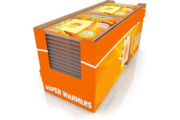 Box of HotHands Super Warmers on a white background