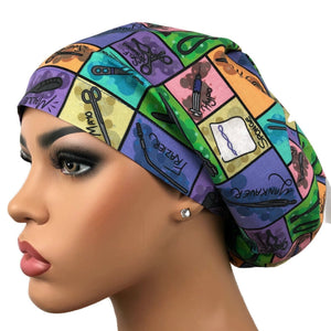 DK Scrub Hats Surgeon Hat Nurse Cap Euro Style Bouffant Adjustable Medical Hat Surgical Instruments Blue