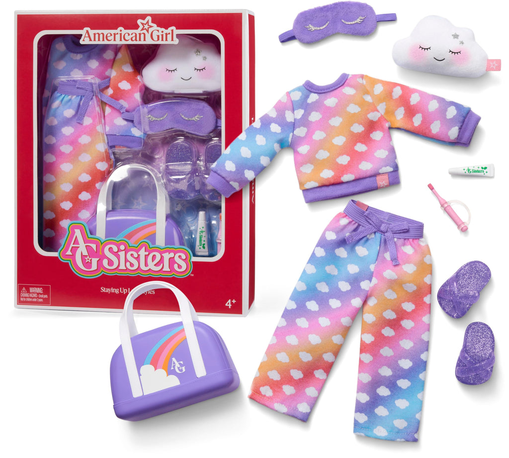 American Girl, AG Sisters Staying Up Late Styles, Doll Clothes, For 14.5-inch Dolls, 8 pcs, For Ages 4+