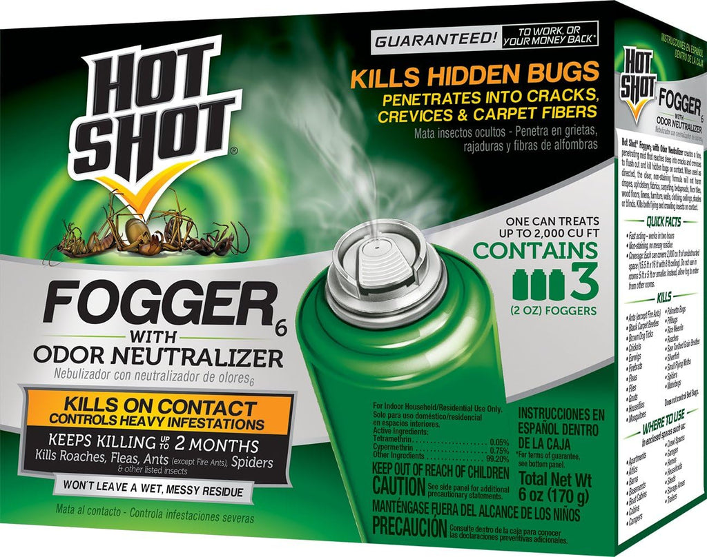 Hot Shot Fogger With Odor Neutralizer 6 Count-2 Ounce Cans (2 Pack), Controls Heavy Insect Infestations