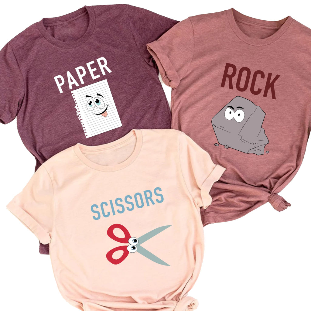 Paper Rock Scissors Matching Shirt, Halloween Group Shirts, Child Game Tees, Funny Birthday Party Tshirts, Family Vacation Group Tees, Christmas, Funny Halloween Costumes for Men and Women