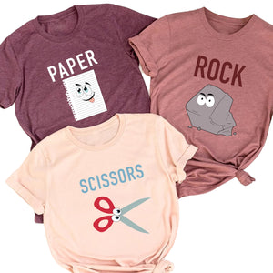 Paper Rock Scissors Matching Shirt, Halloween Group Shirts, Child Game Tees, Funny Birthday Party Tshirts, Family Vacation Group Tees, Christmas, Funny Halloween Costumes for Men and Women