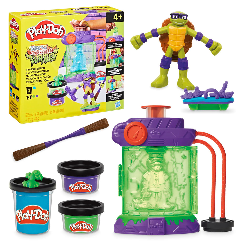 Play-Doh Teenage Mutant Ninja Turtles Mutation Station Playset, Bendy 4 Inch Donnie Action Figure, Kids Arts & Crafts, TMNT Toys for Boys & Girls 4+