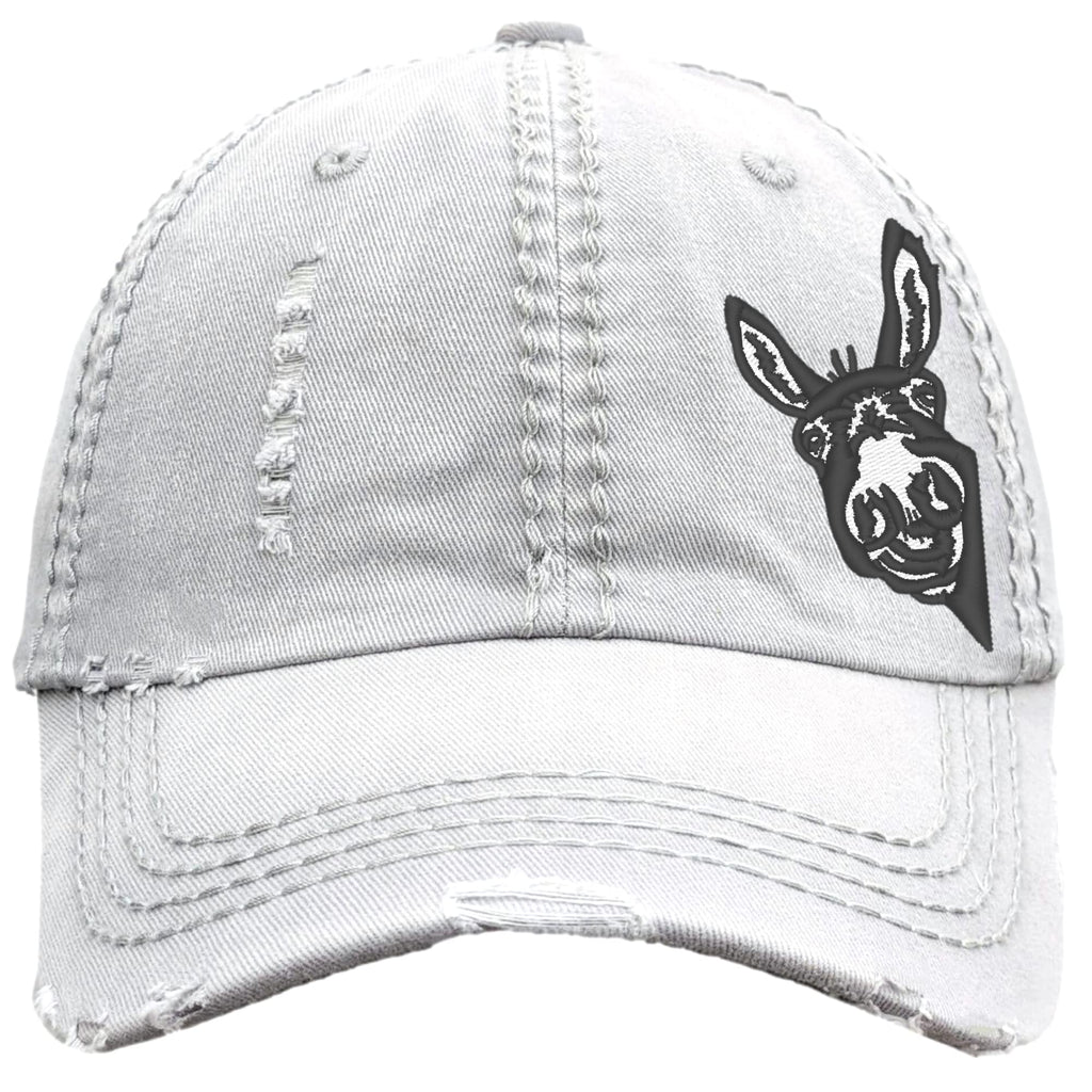 Women's Peeking Donkey Face Head Hat, Baseball or High Ponytail Cap, Embroidered Sewn Donkey Shape Picture, Present Clothing for Mom Owner Wife Girlfriend Sister Friend, Personalized Custom