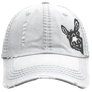 Women's Peeking Donkey Face Head Hat, Baseball or High Ponytail Cap, Embroidered Sewn Donkey Shape Picture, Present Clothing for Mom Owner Wife Girlfriend Sister Friend, Personalized Custom