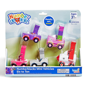 hand2mind Numberblocks Six to Ten Mini Vehicles, Race Car Toys, Preschool Math Counting Toys, Action Figure Set, Numbers for Toddlers, Small Figurines for Kids, Toddler Restaurant Activities