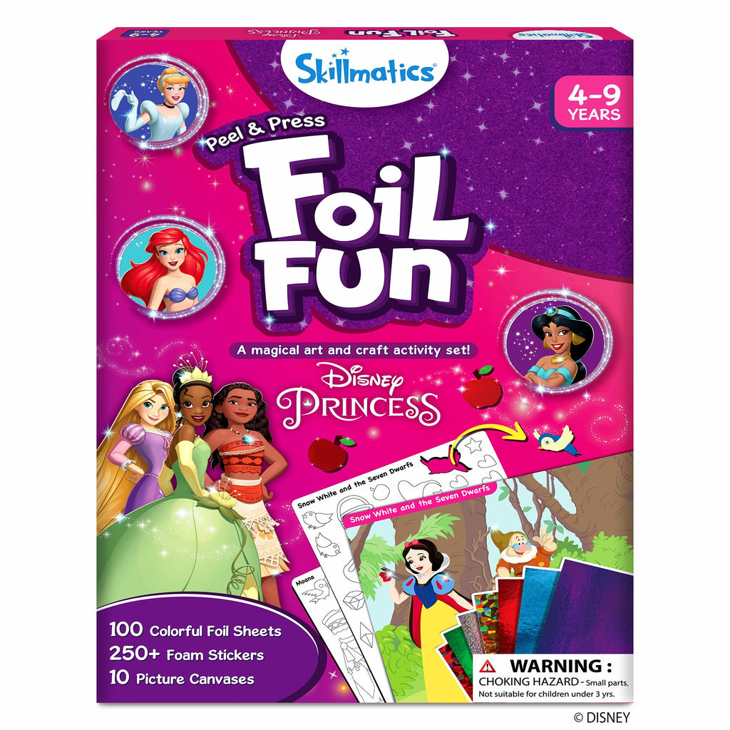 Skillmatics Foil Fun - Disney Princess, Mess-Free Art & Craft Kits for Kids, DIY Creative Travel Toys, Perfect Christmas Gifts for Fans of Moana, Cinderella, Ariel, Jasmine, Ages 4, 5, 6, 7, 8, 9