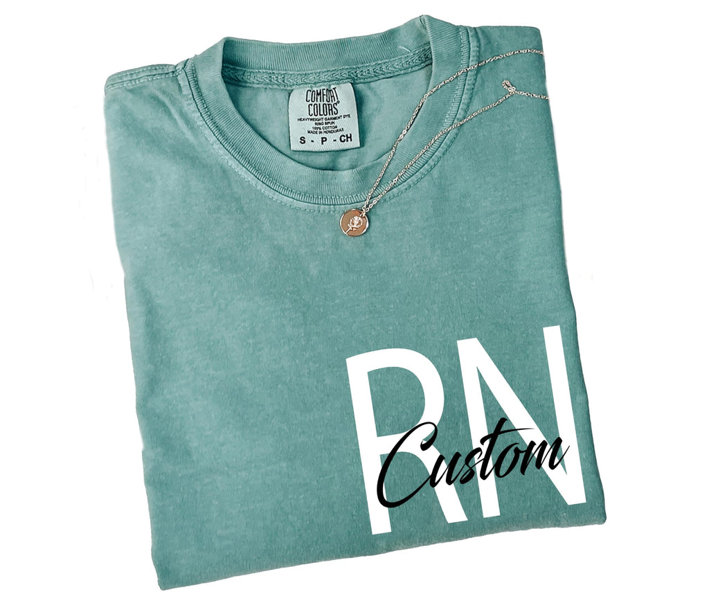 Custom Registered Nurse Comfort Colors® T-Shirt, Personalized Name Nurse Shirt, RN Pocket Outfit, RN Grad Tee, New Nurse Outfit, Nurse Gift
