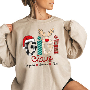 Custom Gigi Claus Sweatshirt, Gigi Claus Sweater, Christmas Grandma Gifts, Gigi Claus And Grandkids, Personalized Grandma Sweater, Gifts For Nana Gigi