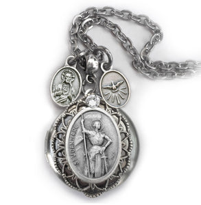 St. Joan of Arc Locket Necklace, Patron Saint Confirmation Gift, Catholic Devotion Jewelry Gift