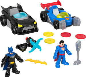 Fisher-Price Imaginext DC Super Friends Metal Force Playset, Batmobile & Supermobile Toy Cars with Batman & Superman Action Figures & Accessories
