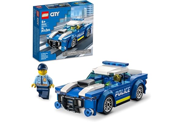 LEGO City Police Car Toy 60312 for Kids 5 Plus Years Old with Officer Minifigure, Small Gift Idea, Adventures Series, Car Chase Building Set