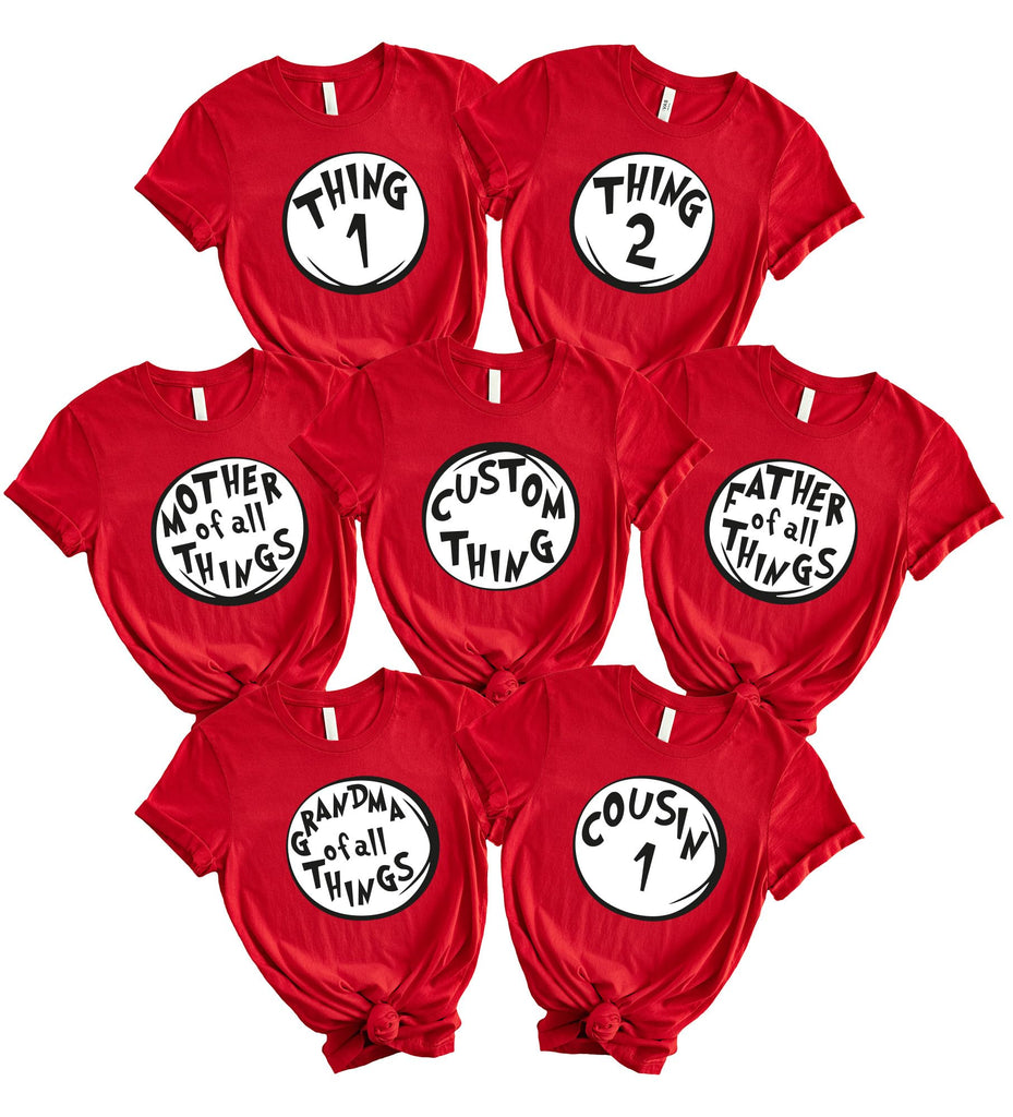 Custom Thing Shirts Mother of All Things Family Matching Shirts Halloween Group Tshirts for Teacher Thing One and Two Tshirts Multicolor