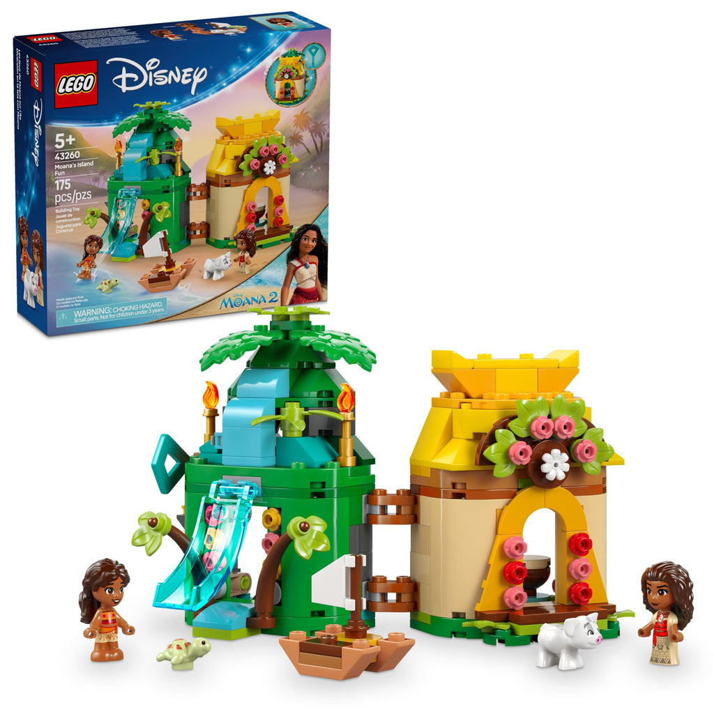LEGO Disney Moana's Island Fun Building Toy Playset - Princess Moana Toy for Kids, Girls and Boys, Ages 5+ - with 2 Disney Micro-Dolls and Pua Animal Figure - Gift Idea for Birthdays - 43260