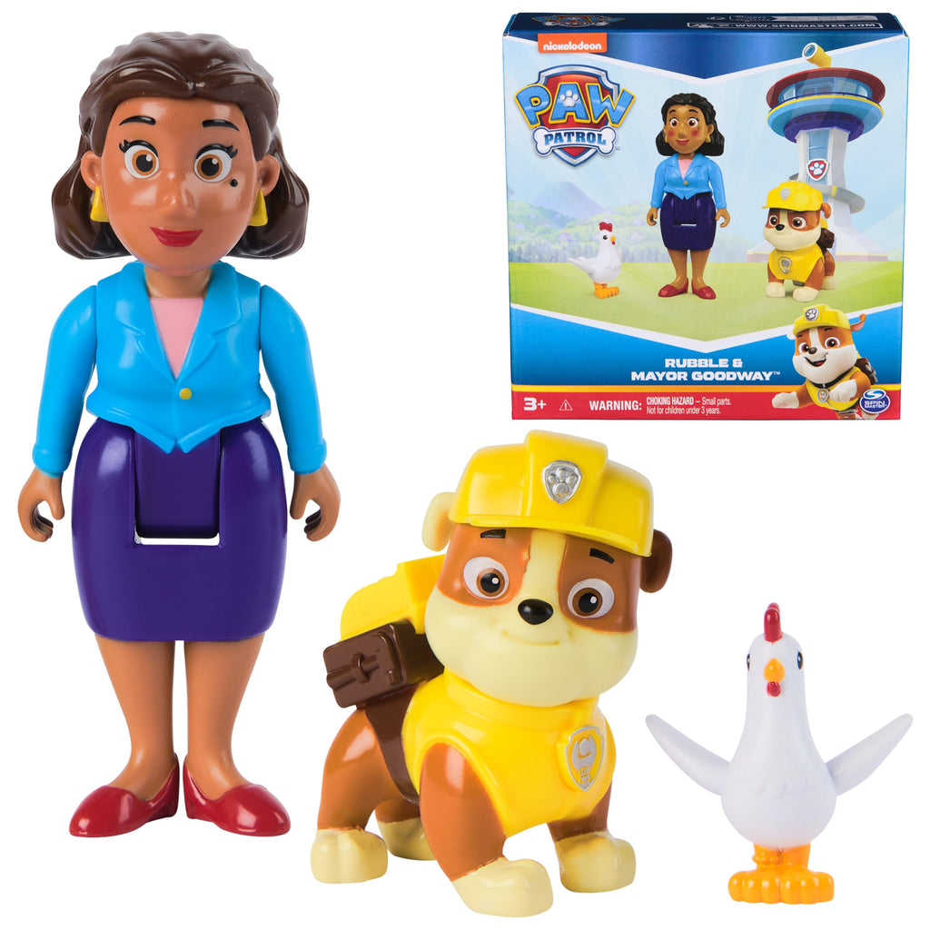 Paw Patrol Rubble, Mayor Goodway & Chickaletta Figures, Kids Toys for Boys and Girls Ages 3 and Up