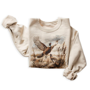 Vintage Pheasant Wilderness Scene Sweatshirt - 90s Vintage Pheasant Bird Sweatshirt - Scenic Fall Upland Hunting Nature Sweater - Unisex Graphic Crewneck Sweatshirt