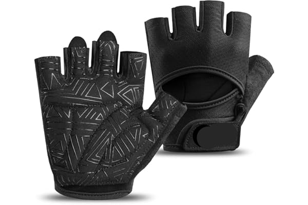 Black gloves with fingerless design and geometric pattern on a white background