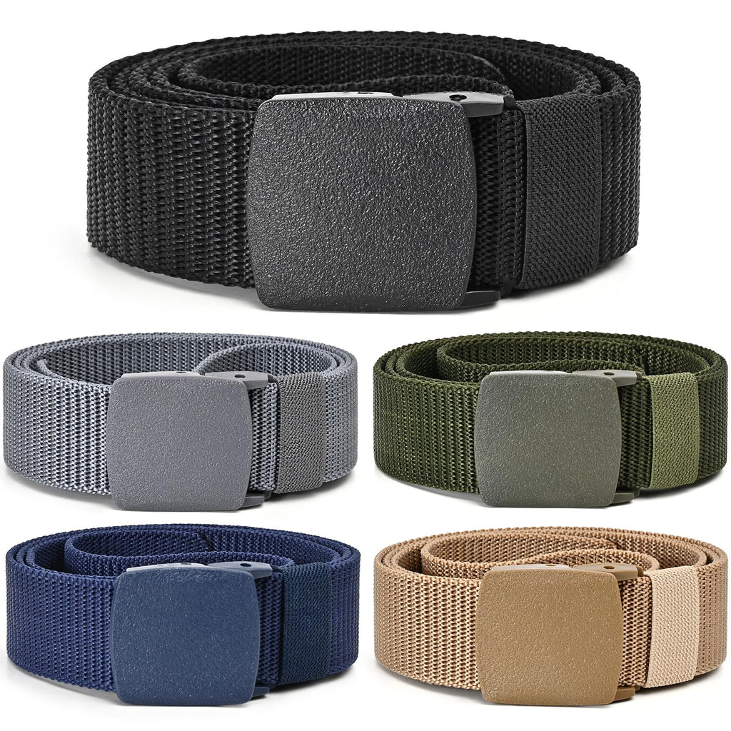 UNGGJKB Tactical Men's Nylon Belts,5 Pack Mens Belts Casual?Military Canvas Outdoor Metal-free Belts