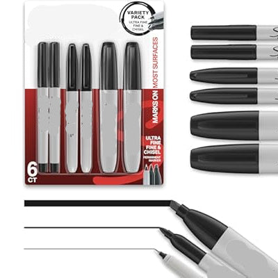 Sharpie black markers with packaging on a white background