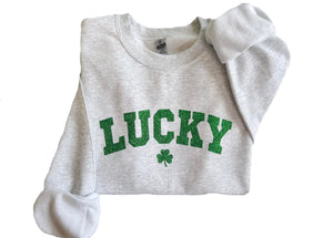 Up2ournecksinfabric Glitter St Patricks Day Sweatshirt Lucky Sweatshirt St Patricks Shirt Lucky Shirt St Pattys Day Green Glitter Shamrock