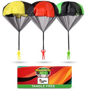 NUTTY TOYS Parachute Toys for Kids - Tangle Free Outdoor Flying Parachute Men, Top Indoor & Outside, 3 4 5 6 7 8 9 10 11 12 Year Old, Best Christmas Stocking Stuffers Idea 2025 Unique Boy & Girl Gifts