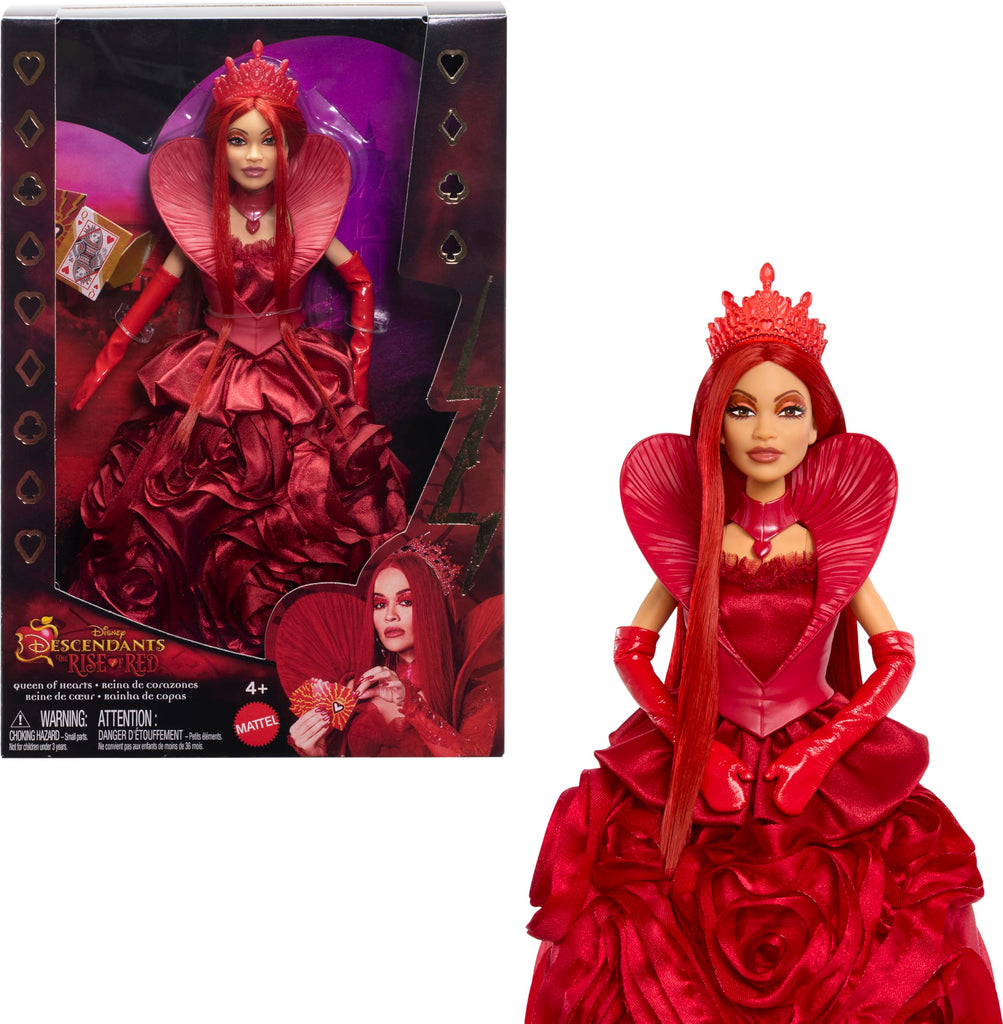 Mattel Disney Descendants: The Rise of Red – Queen of Hearts Fashion Doll with Movie-Inspired Royal Gown & Accessories, Includes Doll Stand