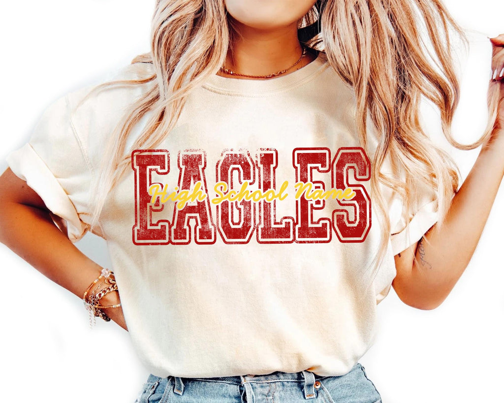 Custom Mascot School Spirit Team Shirt, Personalized Teacher Football Mom Baseball Softball Game Day School Logo Sport T-Shirt Multi