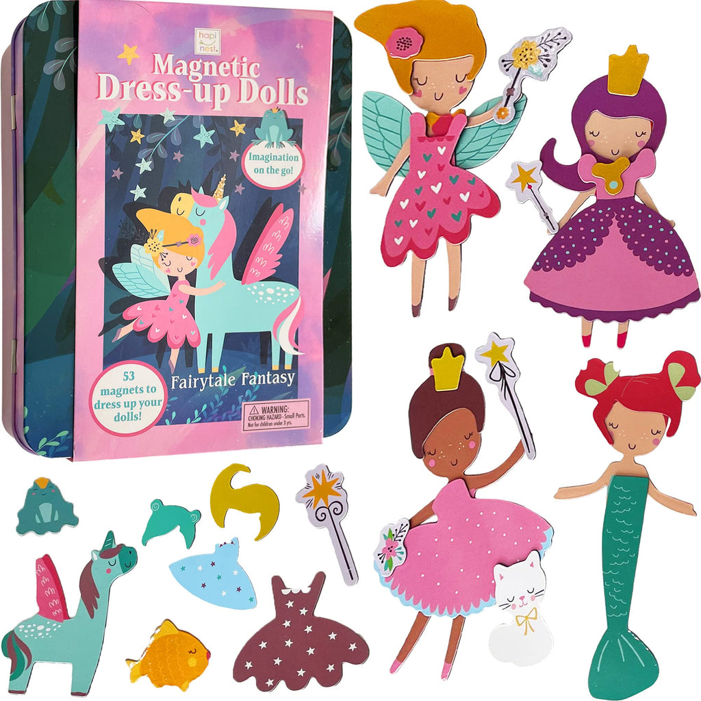Hapinest Magnetic Dress-Up Dolls for Girls Pretend Play Set, A Fairytale Fantasy Dress Up Toy and Game for Ages 4, 5, 6, and 7 Years Old