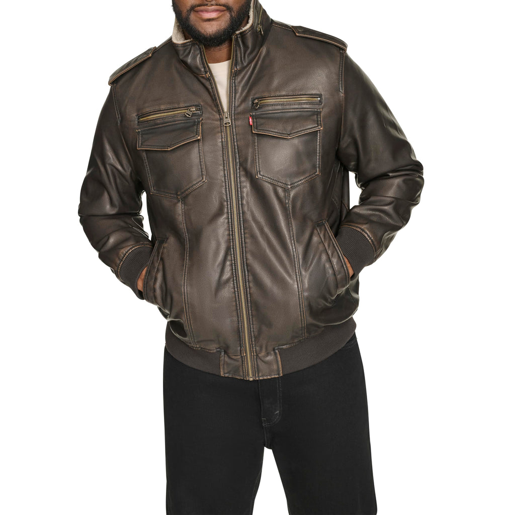 Levi's Men's Vintage Deer Faux Leather Aviator Bomber (Standard and Big & Tall)