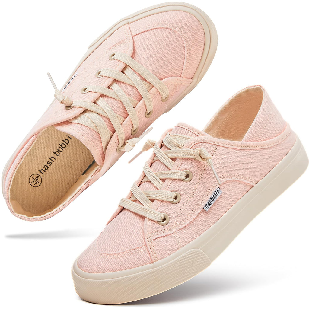 hash bubbie Women's Slip on Shoes Canvas Shoes Non Slip Fashion Canvas Sneakers for Women Low Top Loafers(Light Pink.US5.5)