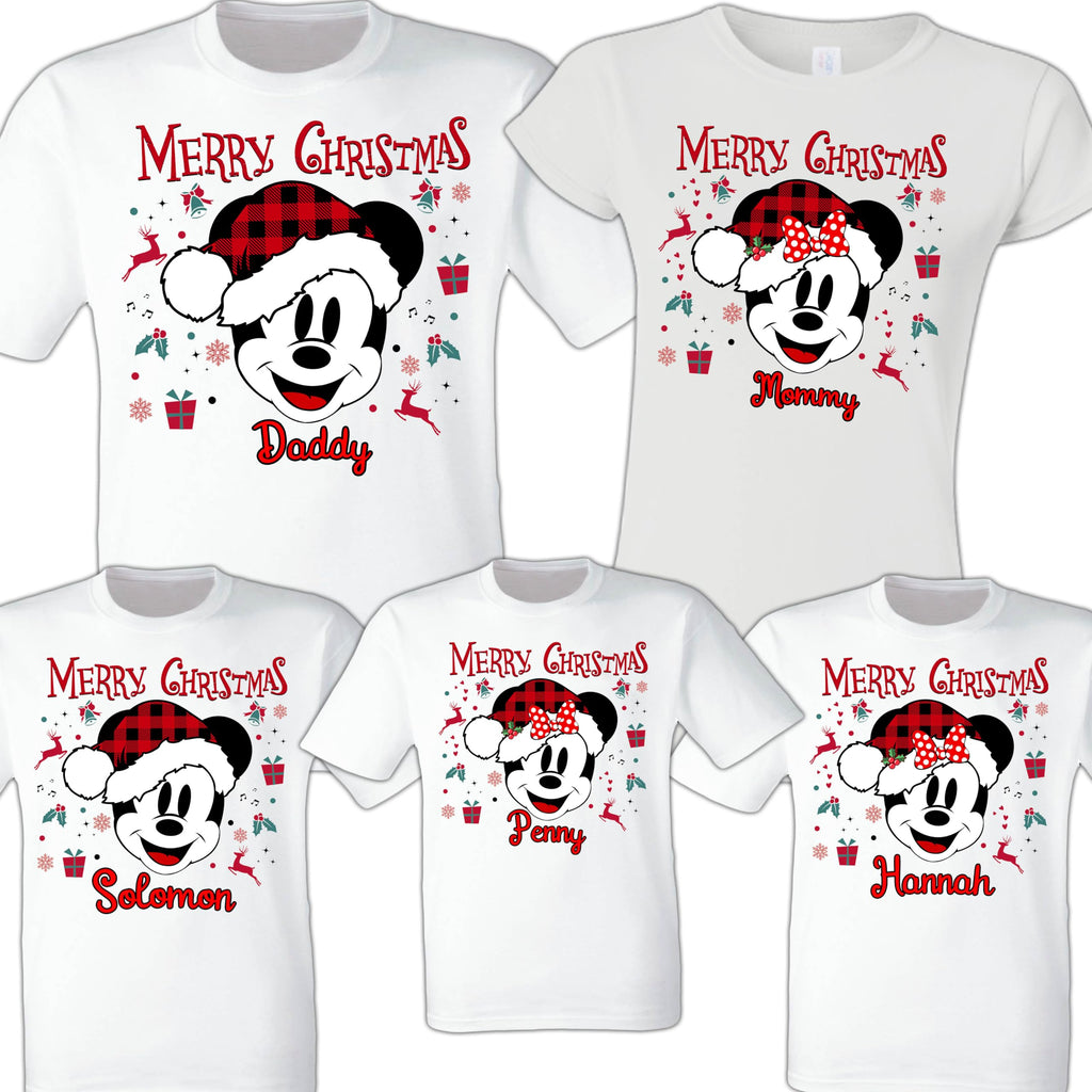 Christmas Family Shirts for Disney Vacation Tshirts Matching Shirts 2025 Group Shirt Family Matching Custom Personalized Shirts Christmas Pajamas Playeras para Navidad Familia Reunion White