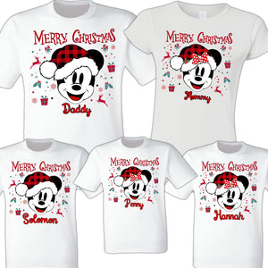 Christmas Family Shirts for Disney Vacation Tshirts Matching Shirts 2025 Group Shirt Family Matching Custom Personalized Shirts Christmas Pajamas Playeras para Navidad Familia Reunion White