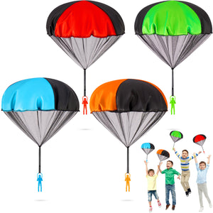 Tangle-Free Parachute Toys for Kids (4 Pack) - Outdoor Flying Game & STEM Science Gift for Boys Girls Age 3-12 - Rip-Stop Nylon Hand Throw Army Men Action Figures - Easter Basket Stuffers