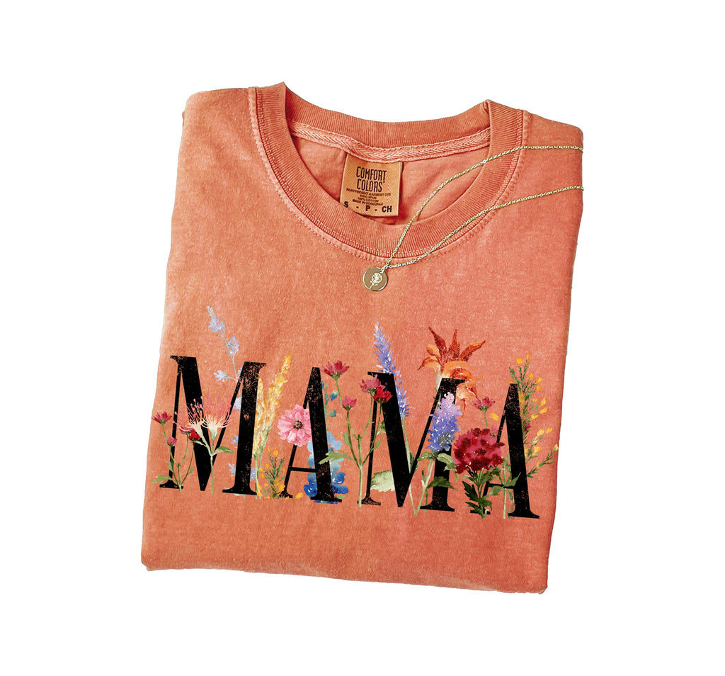 Comfort Colors® Mama Shirt,%100 Cotton Shirt, for Mom, Floral Mom Shirt