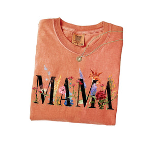 Comfort Colors® Mama Shirt,%100 Cotton Shirt, for Mom, Floral Mom Shirt