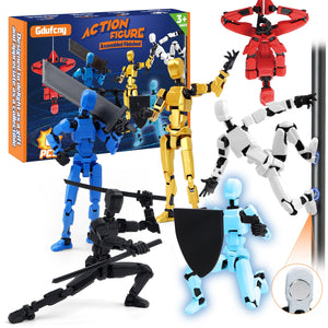 Magnetic Action Figure Set - 6-Pack T13 Titan 13 Robot with Weapons, Poseable Multi-Colored Toys for Boys Kids, Easter, Creative Battle Play Collection