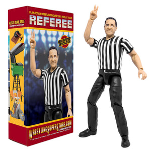 Figures Toy Company Ultimate Three Counting & Talking Wrestling Referee Action Figure with Deluxe Articulation for Wrestling Action Figures