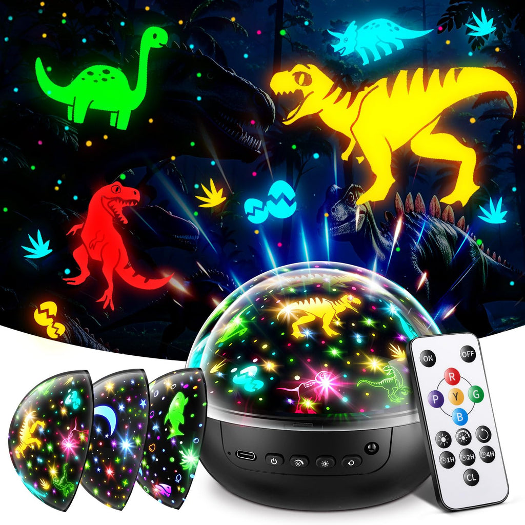 Dinosaur Toys for Kids 3-5, ?Remote+3 Films+93 Effects? Dinosaur Toys for Kids 2-4, ?3 Timer+5 Brightness? 3 Year Old Boy Gift, Rotate 3 Year Old boy Birthday Gift, Boys Christmas Gifts Boys