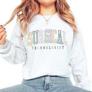 Surgical Tech Sweatshirt, CST Surgical Technologist, Operating Room, Scrub Surg Tech Grad Gift, Group Squad Team, Unisex Crewneck Ash Grey