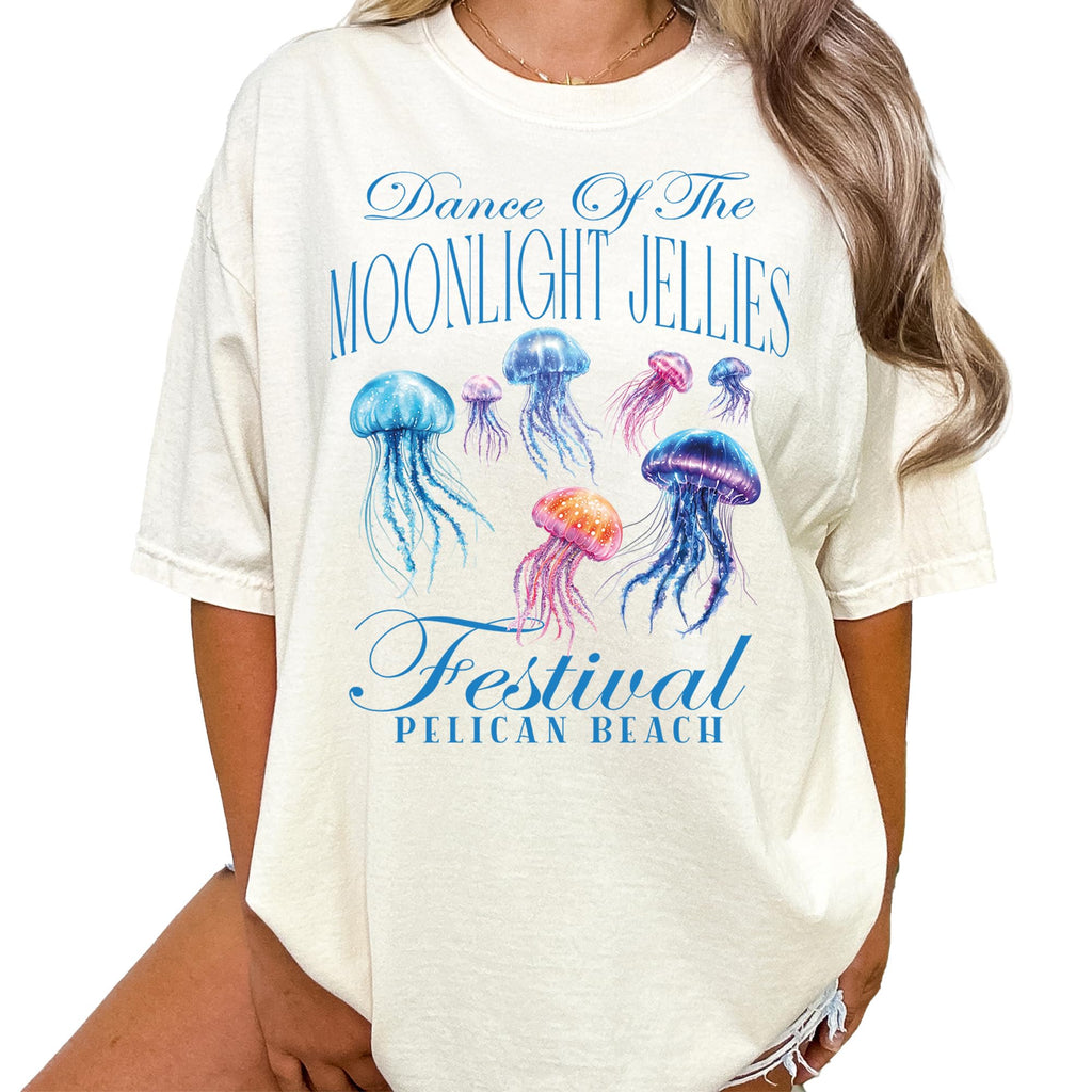 Pelican Town Tshirt, Video Gaming Merch, Stardew Shirt, Womens Cozy Game Shirt, Gift for Gamer Girls, Valley Moonlight Jellies Festival, RPG Multicolor