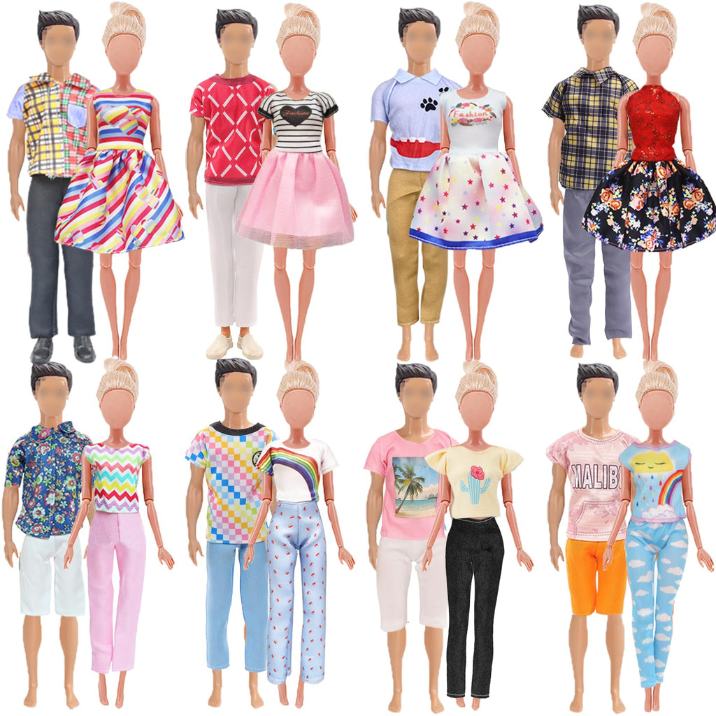 18 Pcs Clothes and Accessories 5 Boy Outfits for 12 inch Boy Doll and 5 Girls Outfits for 11.5 inch Girl Dolls , Christmas Present for Girl Kids in Random