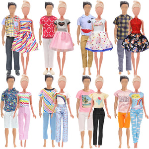 18 Pcs Clothes and Accessories 5 Boy Outfits for 12 inch Boy Doll and 5 Girls Outfits for 11.5 inch Girl Dolls , Christmas Present for Girl Kids in Random