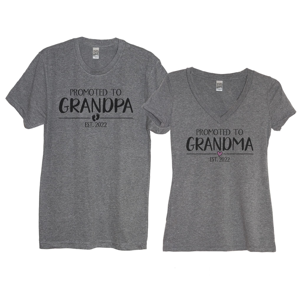 Personalized Promoted to Grandma - Promoted to Grandpa - Grandparent Shirts Couples Matching Shirt Set Going to Be A New Grandma 2025 Tshirts