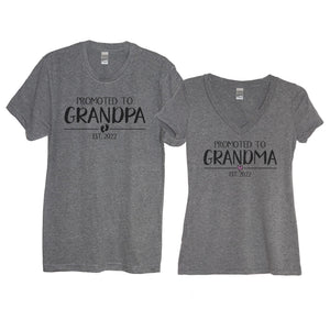 Personalized Promoted to Grandma - Promoted to Grandpa - Grandparent Shirts Couples Matching Shirt Set Going to Be A New Grandma 2025 Tshirts