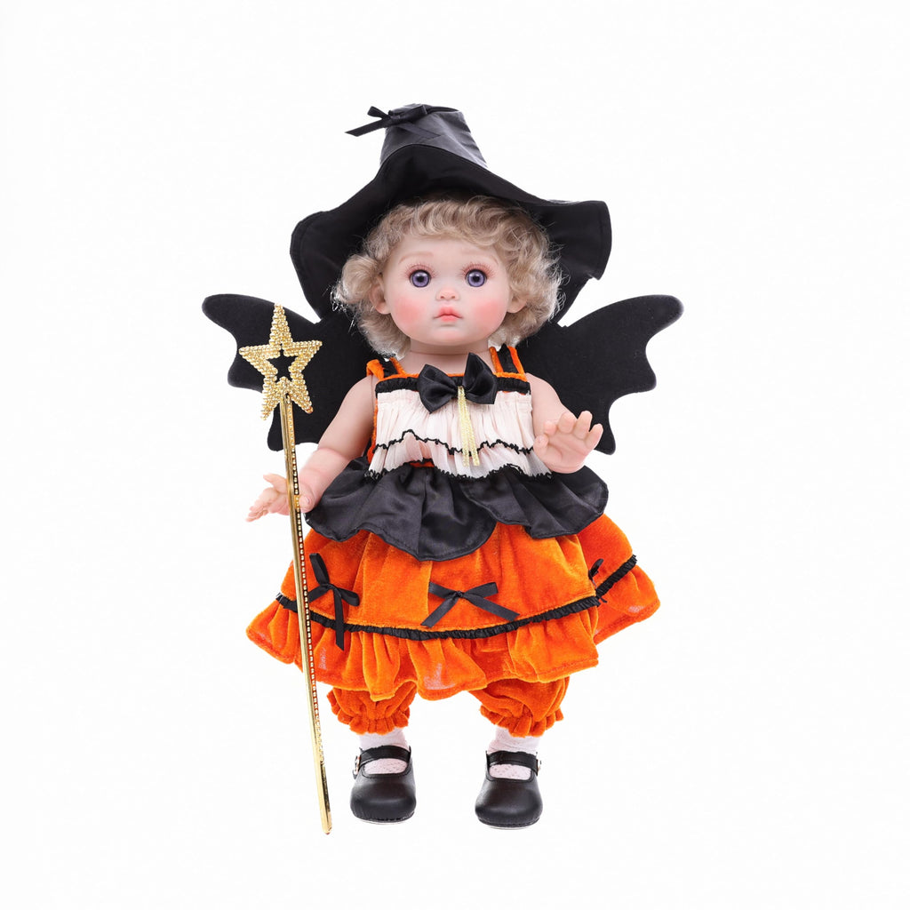 Halloween Reborn Toddler Dolls – 18 Inch Realistic Toddler Doll Girl Full Body Vinyl with Purple Eyes & Witch-Inspired Outfit – Gift-Ready for Girls, Collectors & Seasonal Display