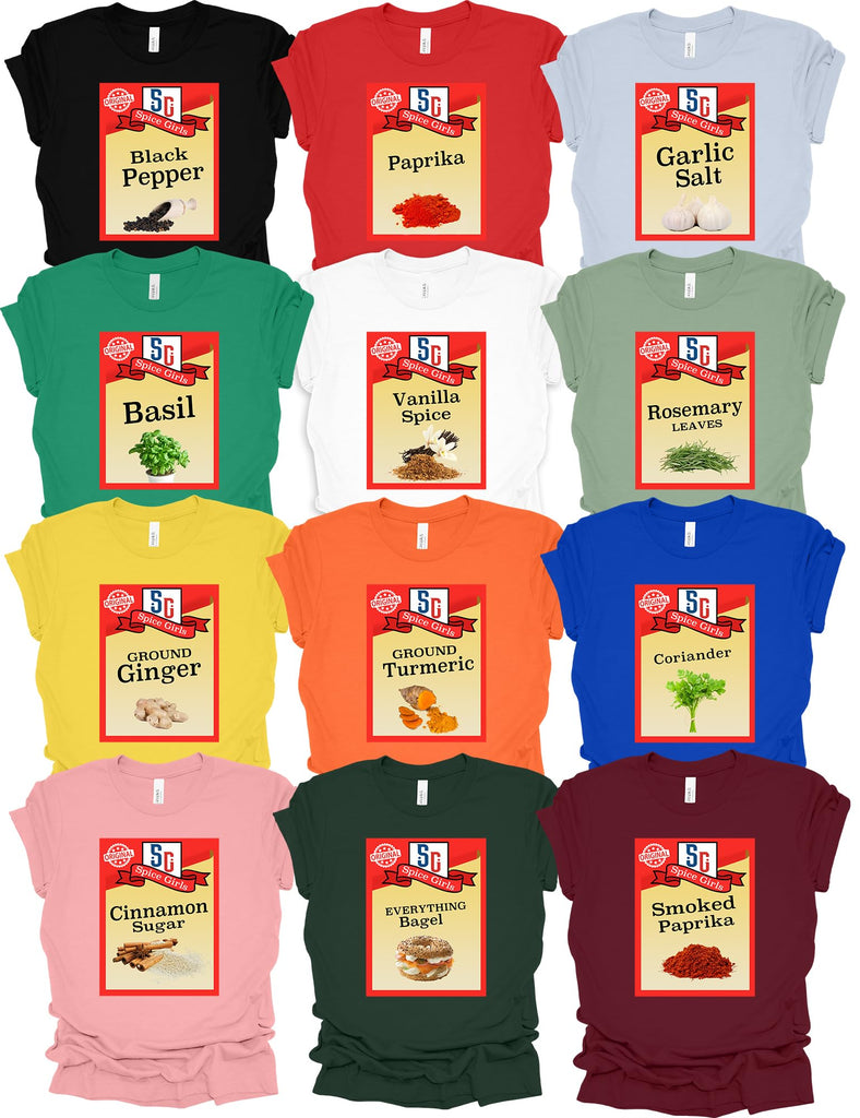 Custom Group SG Spicy Girl Spices Shirt - Halloween Condiment Shirts for Halloween Custome - Halloween Group Spicy Girl Shirts Multicolor