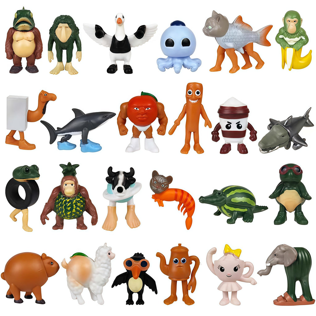24PCS Italian Brainrot Steal a Brainrot Toys, Brain Rot Action Figure, 1.8" Tralalero Tralala Tung Tung Tung Sahur Doll, Valentines Day Gifts for Kids Birthday Party Favors Decorations